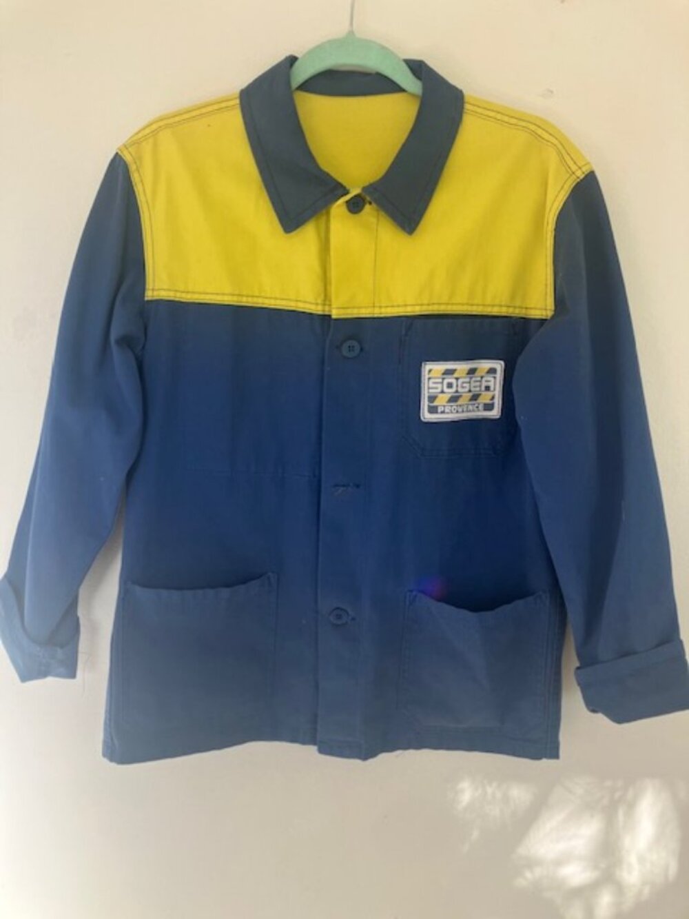Vintage  French workwear jacket.  Very rare blue and yellow